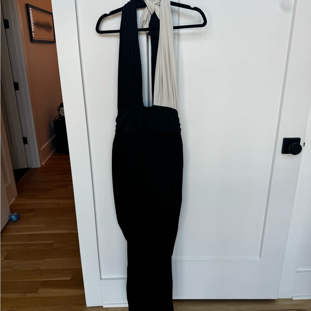 Express Black and White Halter Jumpsuit
